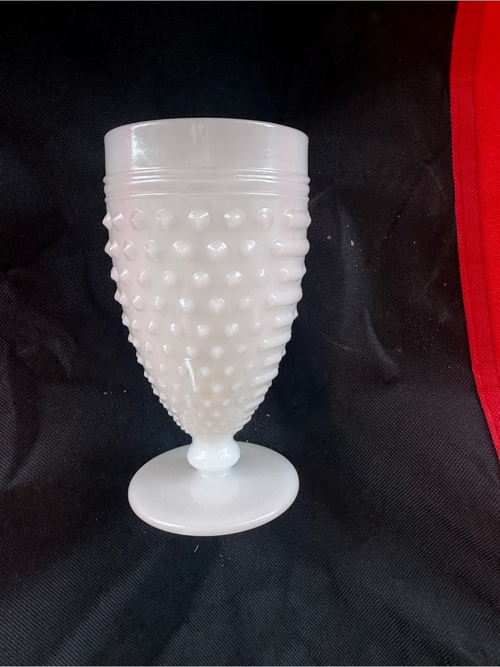 White Hobnail Milk Glass Goblet